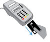 Image of user removing chip-enabled card from terminal