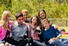 group of kids taking a selfie