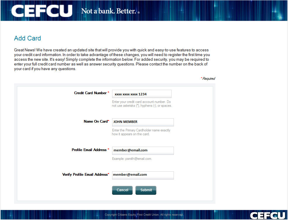 Register your cards - CEFCU