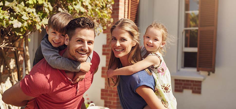 Happy Family in Backyard